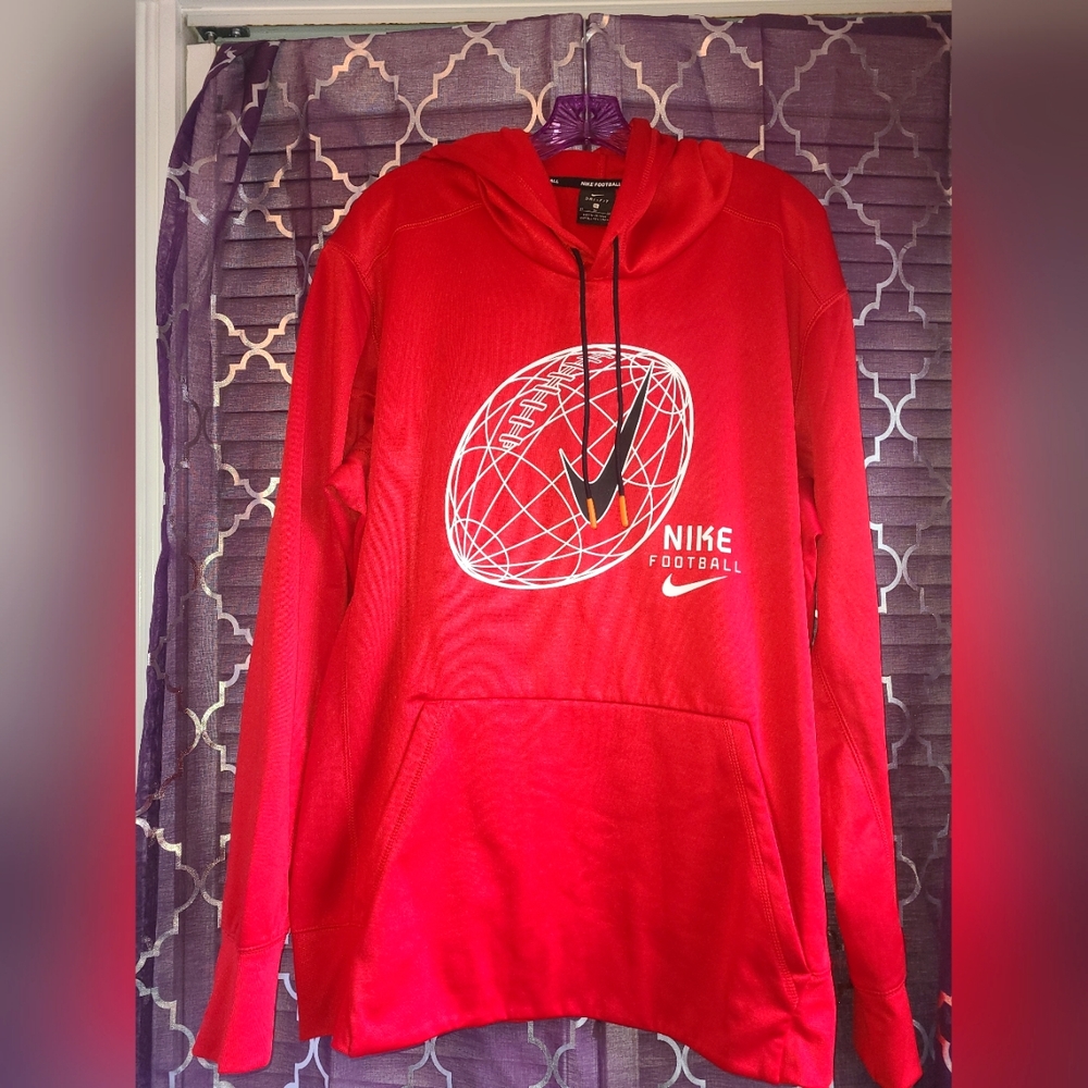 Nike Dri-Fit Football hoodie sweatshirt, Mens size XL, red with black & white